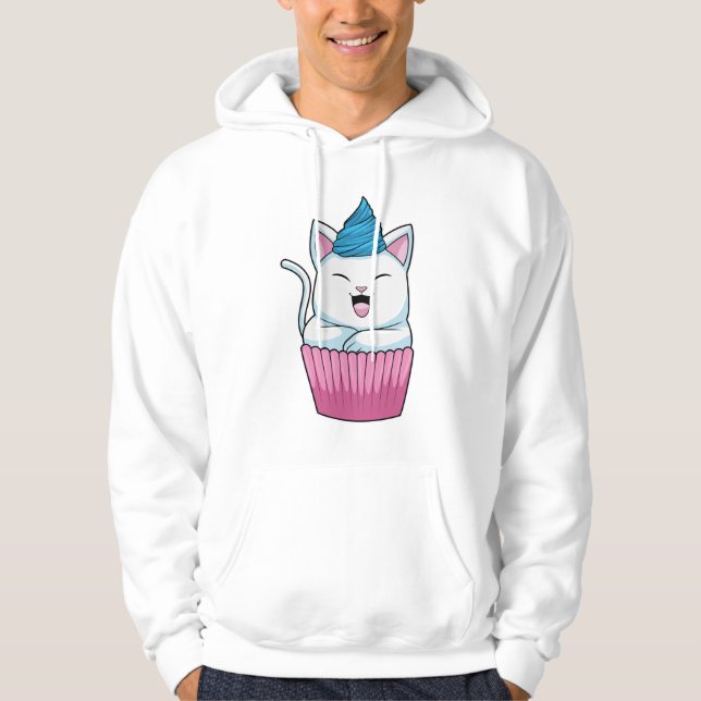 Cat Eating Muffin Hoodie (Framsida)