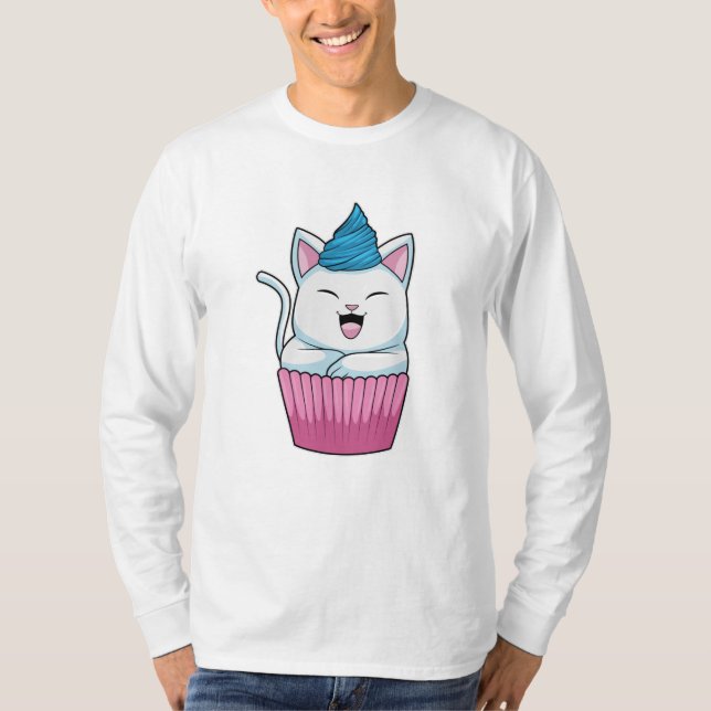 Cat Eating Muffin T Shirt (Framsida)