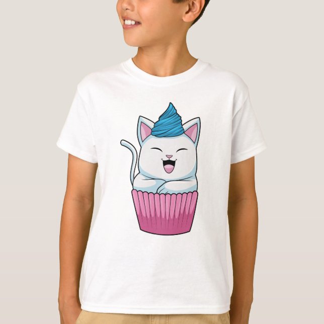 Cat Eating Muffin T Shirt (Framsida)