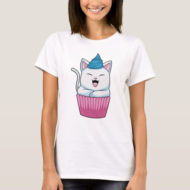 Cat Eating Muffin T Shirt (Framsida)