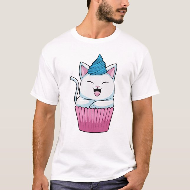Cat Eating Muffin T Shirt (Framsida)