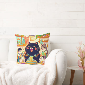 Cat eating Noodles soup and friends Kudde