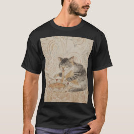 Cat eating Noodles  T Shirt