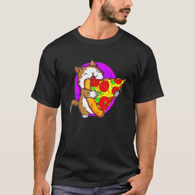 Cat Eating Pizza Cat And Pizza  1 T Shirt (Framsida)