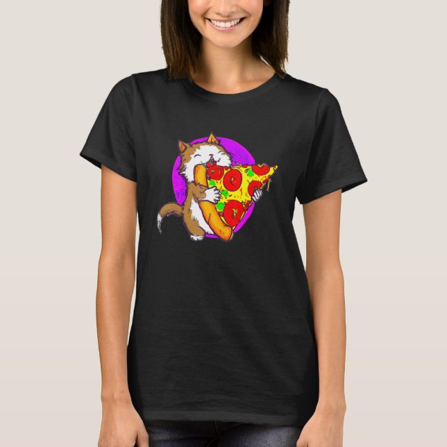 Cat Eating Pizza Cat And Pizza  1 T Shirt (Framsida)