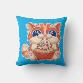 Cat Eating Pizza färg Kudde