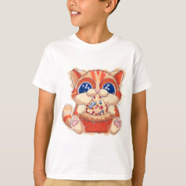 Cat Eating Pizza färg T Shirt