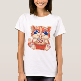 Cat Eating Pizza färg T Shirt