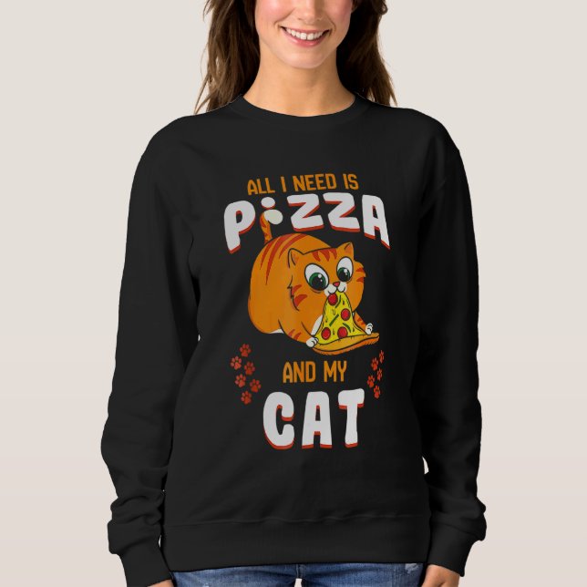 Cat Eating Pizza Tee Pepperoni Slice Kitten (Framsida)