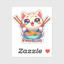Cat Eating Ramen, Cute Kawaii, kattdekal