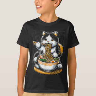 Cat Eating Ramen Food Cat Lover Ramen Noodles Eate T Shirt