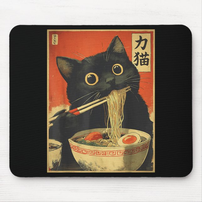 Cat Eating Ramen Funny Japanese Kawaii Cat Anime L Musmatta (Framsidan)