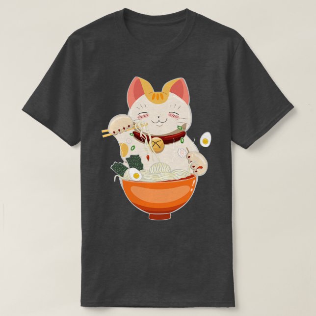 Cat Eating Ramen in Bowl T Shirt (Design framsida)