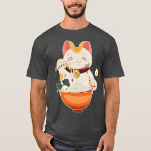 Cat Eating Ramen in Bowl T Shirt