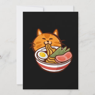 Cat Eating Ramen Japan Kitten Kattunge Pet Animal Inbjudningar