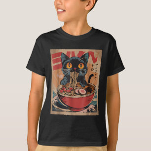 Cat Eating Ramen Japansk grafik Tees Kawaii Cat T Shirt