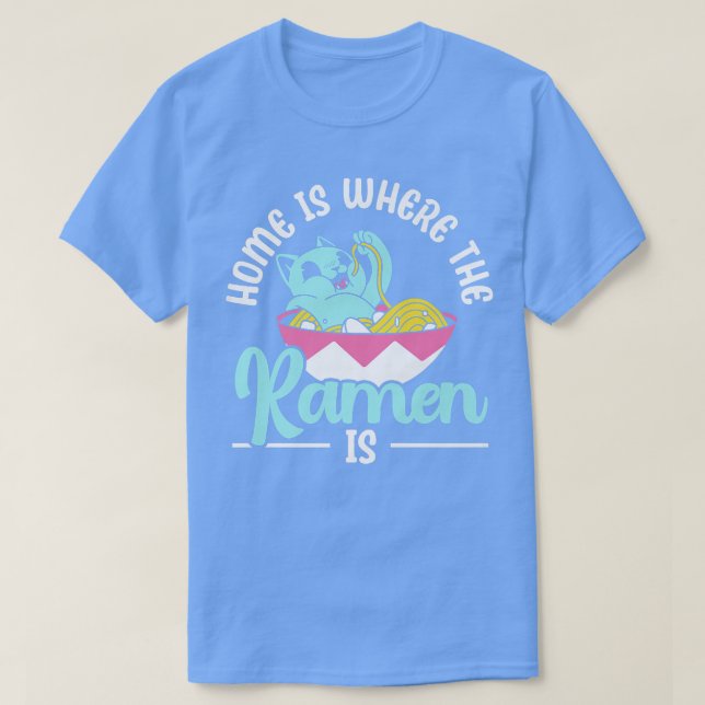 Cat Eating Ramen Kawaii Anime  T Shirt (Design framsida)