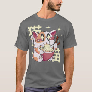 Cat Eating Ramen Kawaii Japanska Anime Japan Cultu T Shirt
