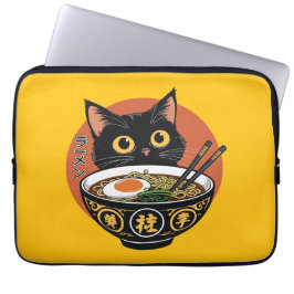Cat eating ramen  laptop fodral