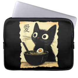 Cat eating ramen  laptop fodral