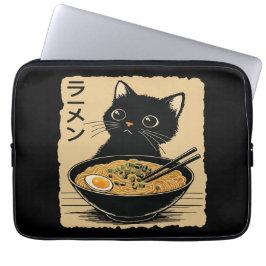 Cat eating ramen  laptop fodral