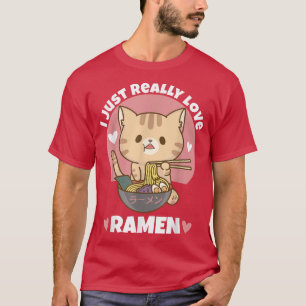 Cat Eating Ramen Noodle for Women Manar Tonåring B T Shirt