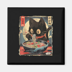 Cat Eating Ramen Noodle Funny Japanska Kawaii Anim Magnet