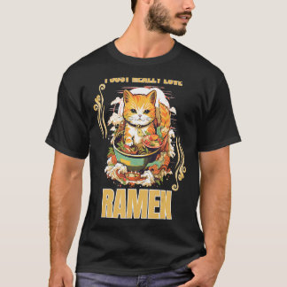 Cat Eating Ramen Noodle I Verkligen Ramen T Shirt
