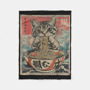 Cat Eating Ramen Noodles Kawaii Anime Manga Japane Fleecefilt