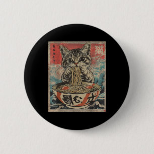 Cat Eating Ramen Noodles Kawaii Anime Manga Japane Knapp