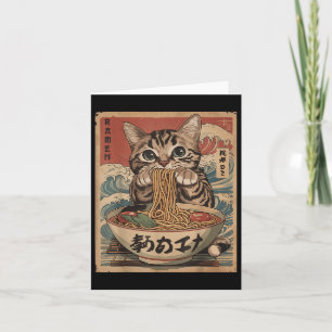 Cat Eating Ramen Noodles Kawaii Anime Manga Japane Kort