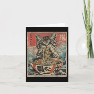 Cat Eating Ramen Noodles Kawaii Anime Manga Japane Kort