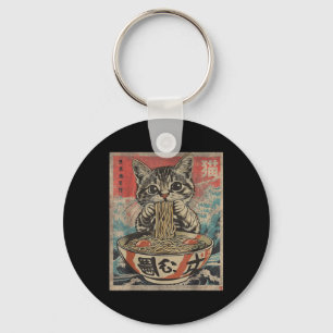 Cat Eating Ramen Noodles Kawaii Anime Manga Japane Nyckelring