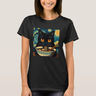 Cat Eating Ramen, Starry Night Van Gogh, Cat Lover T Shirt