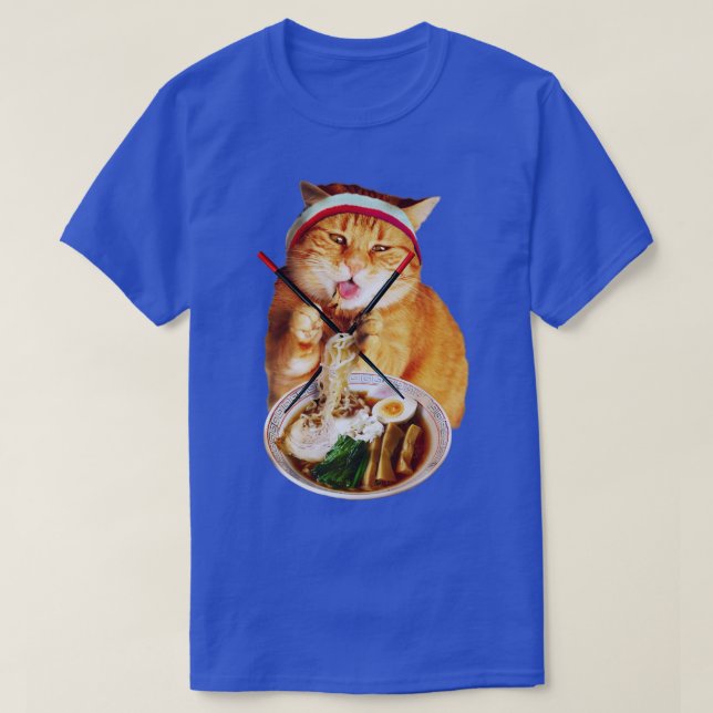 Cat Eating Ramen T Shirt (Design framsida)