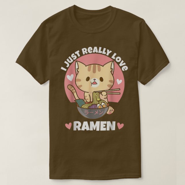 Cat Eating Ramen T Shirt (Design framsida)