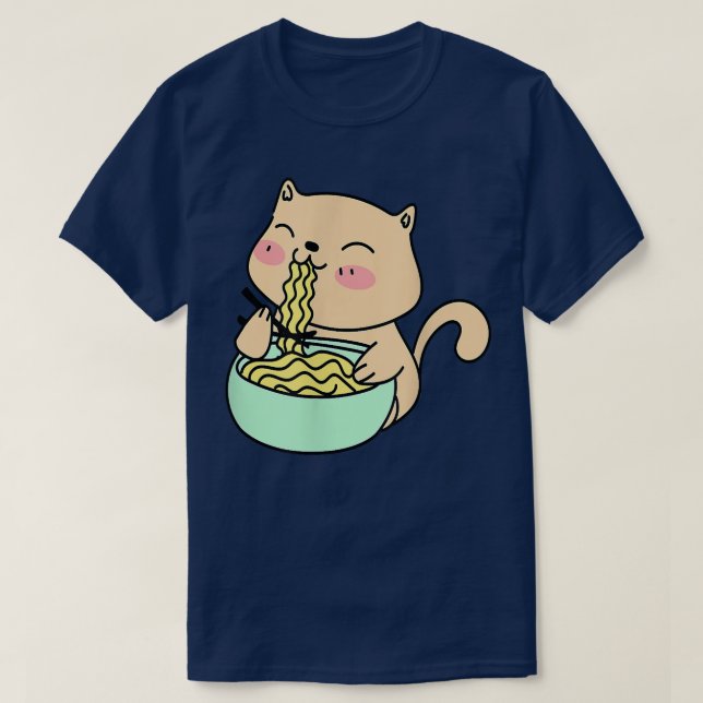 Cat Eating Ramen  T Shirt (Design framsida)