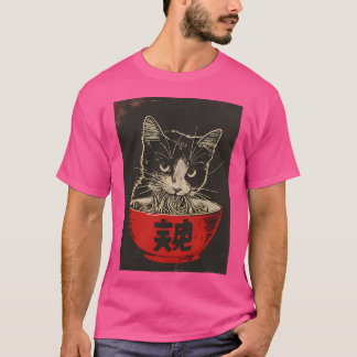 Cat Eating Ramen T Shirt