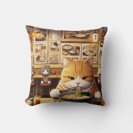 Cat Eating Ramen v1 Kudde