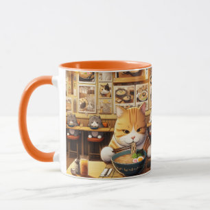 Cat Eating Ramen v1 Mugg