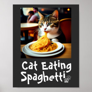 Cat Eating Spaghetti Memti Poster