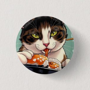 Cat Eating Sushi Knapp