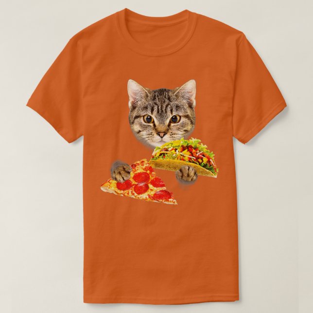 Cat Eating Taco och Pizza Funny Kattunge av Zany B T Shirt (Design framsida)