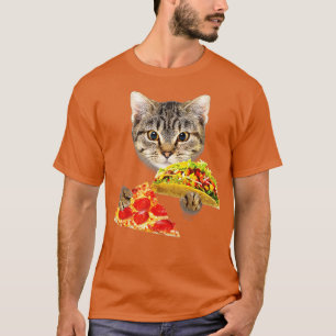 Cat Eating Taco och Pizza Funny Kattunge av Zany B T Shirt