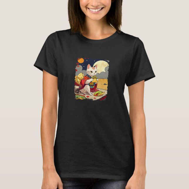 Cat Eating Tacos Funny Taco Cat T Shirt (Framsida)