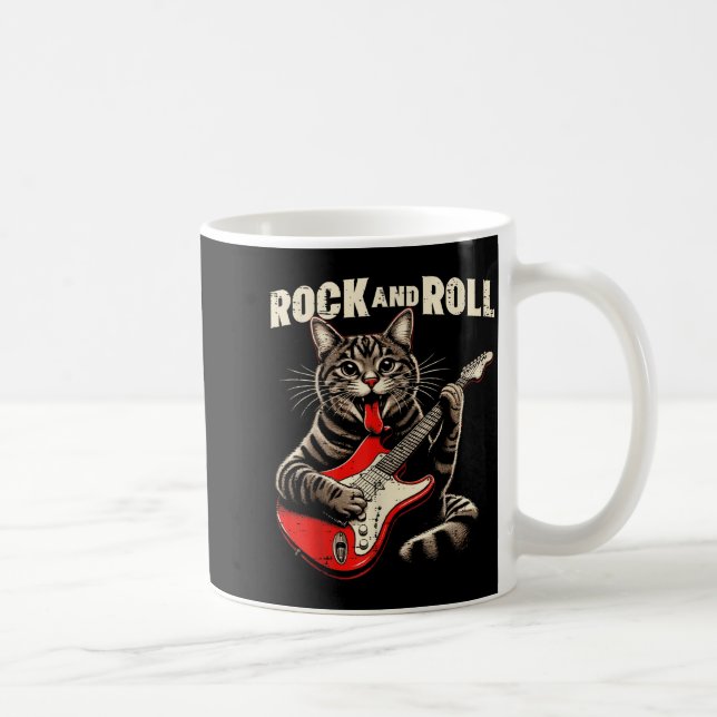 Cat Electric Guitar Rock And Roll Rocker Kitten Me Kaffemugg (Höger)