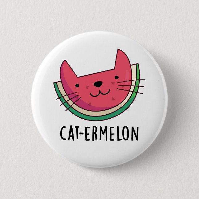 Cat-ermelon Funny Cat Watermelon Pun Knapp (Framsida)