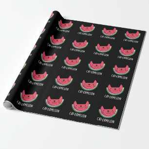 Cat-ermelon Funny Cat Watermelon Pun Mörk BG Presentpapper