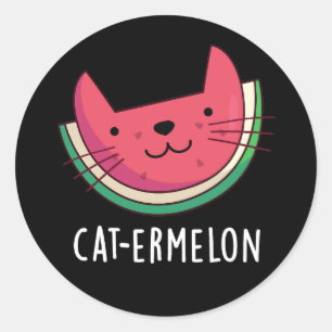 Cat-ermelon Funny Cat Watermelon Pun Mörk BG Runt Klistermärke