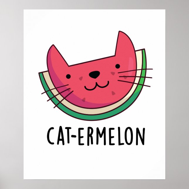 Cat-ermelon Funny Cat Watermelon Pun Poster (Framsidan)